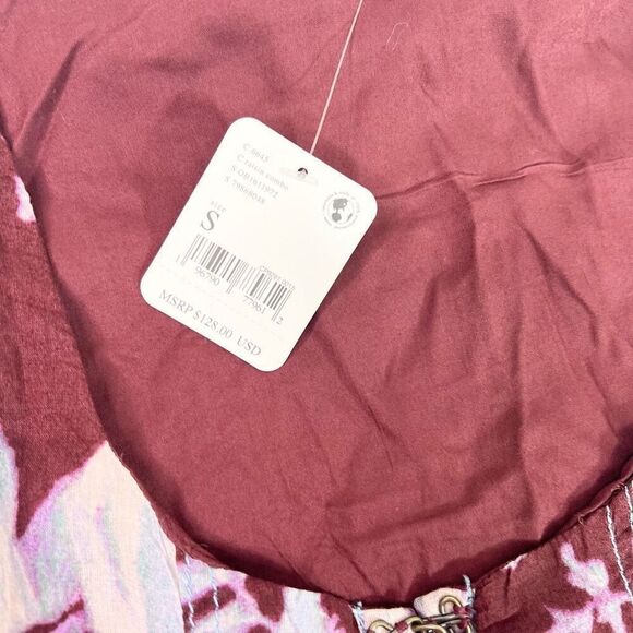 Free People Sully Dress Womens Small Purple Raisin Combo Floral Print Flared NWT - Picture 3 of 10